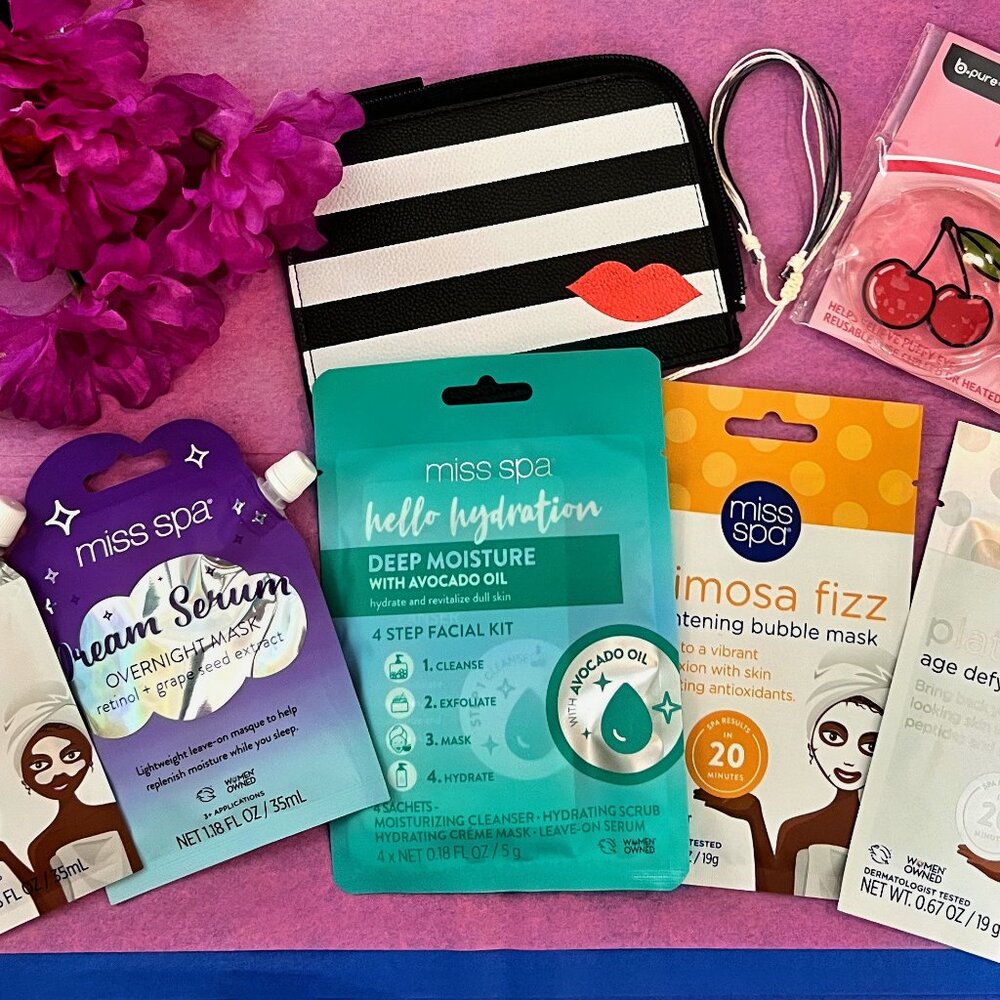 Spa Self Care Facial Mask Sheet Set Relax Eye Pads Gift Bag Set Pamper Wrinkles